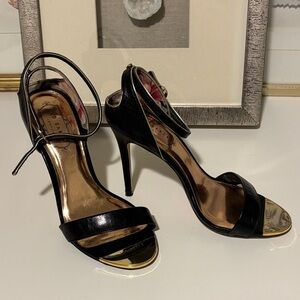 TED BAKER ‘Mirobell’ Black Leather 4” Heel Sandal Size EUR 36.5 / US 6